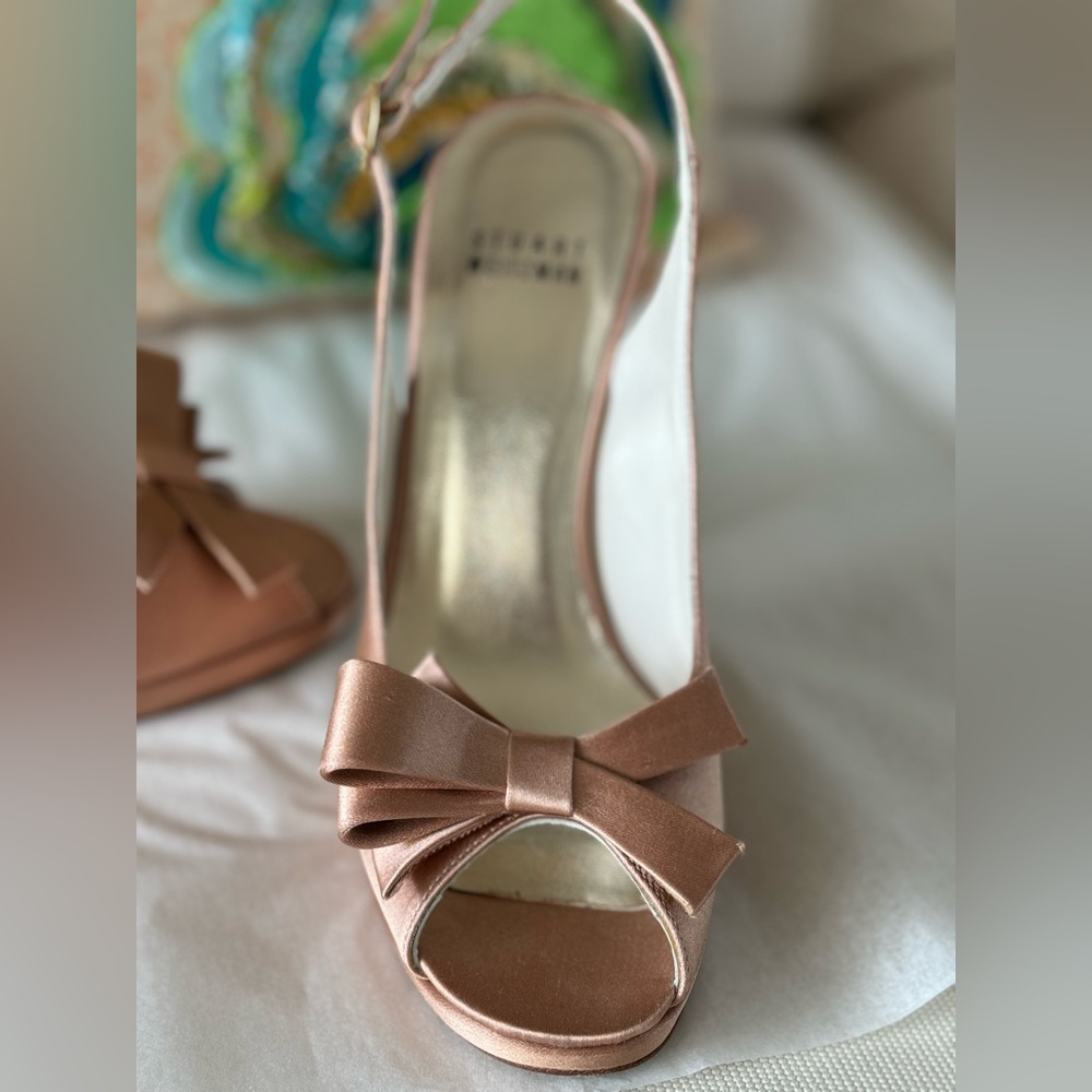 Stuart Weitzman Bow Rose Gold Special Occassion Slingback Heels🇪🇸made in Spain🇪🇸 - Picture 10 of 16